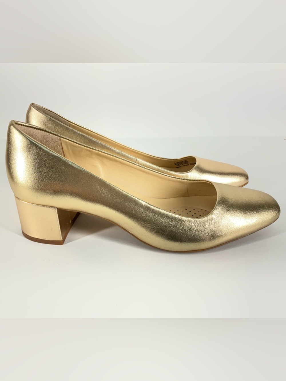 Alex Marie Phoebe Soft‎ Gold Block Heel Pumps Women’s Size 8.5 - Picture 11 of 16